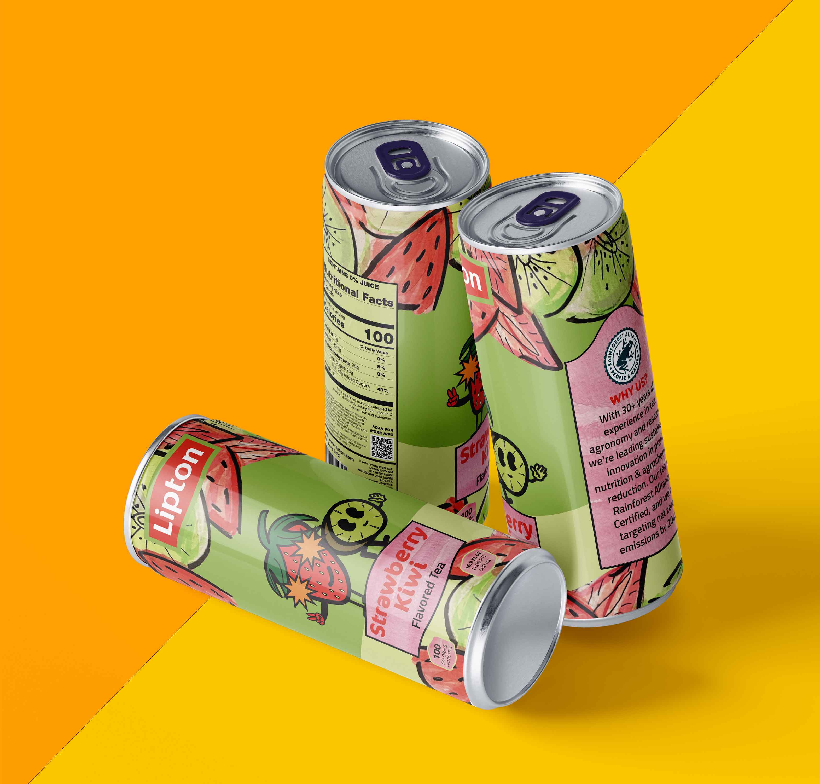 multi can mockup with orange background