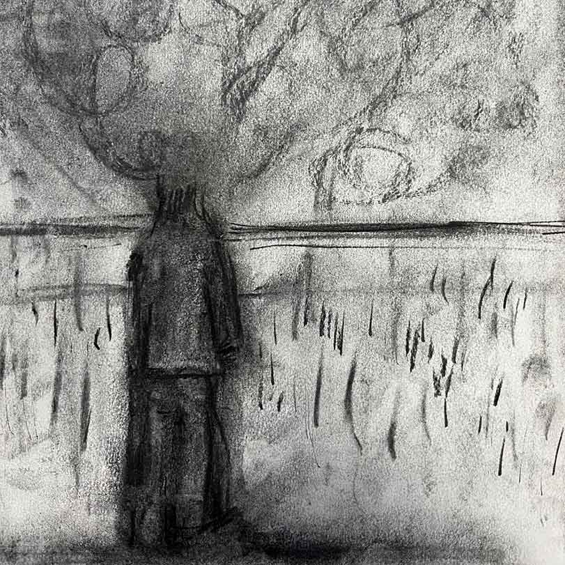 headless man out of charcoal