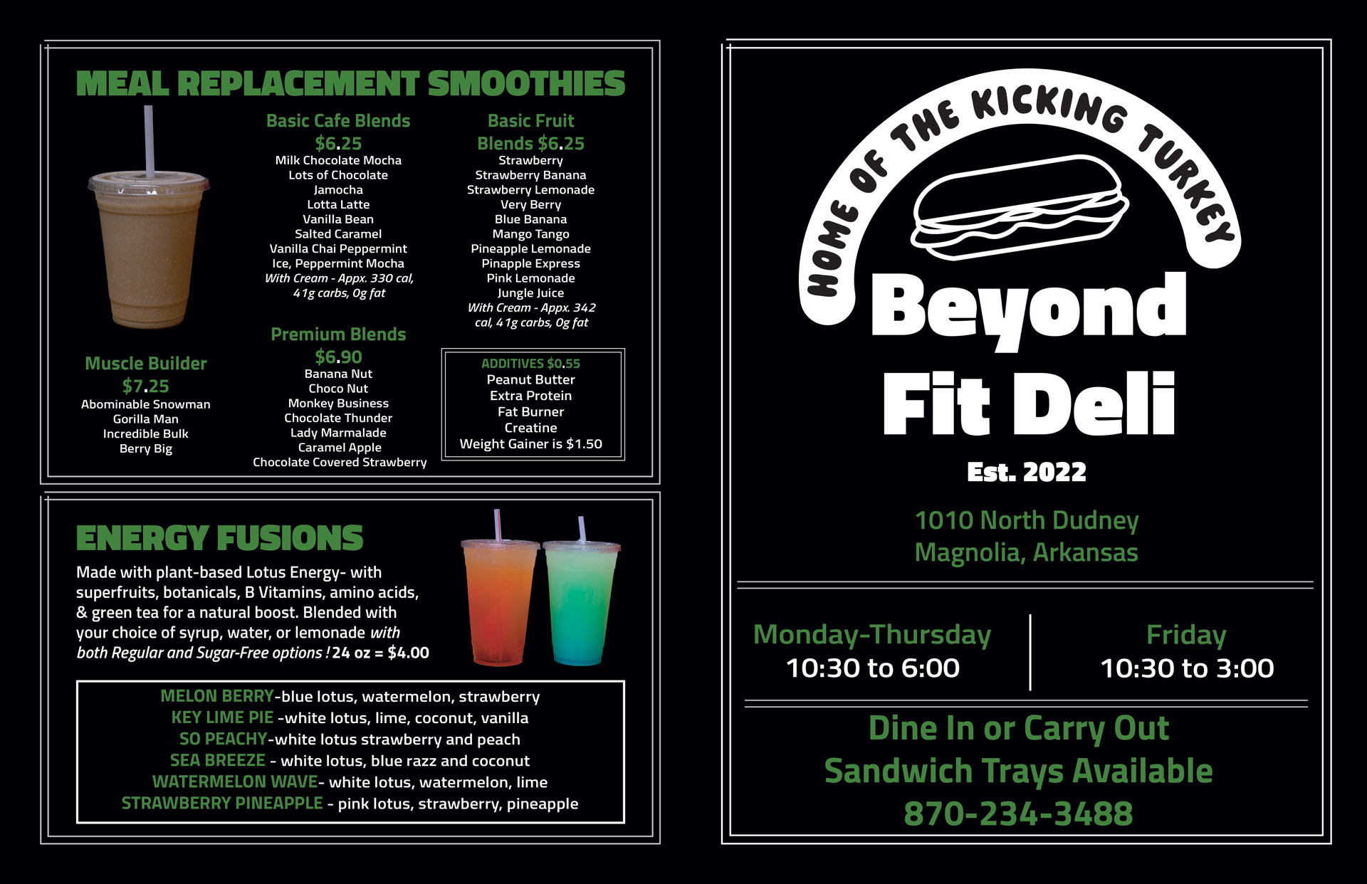 outside info of menu