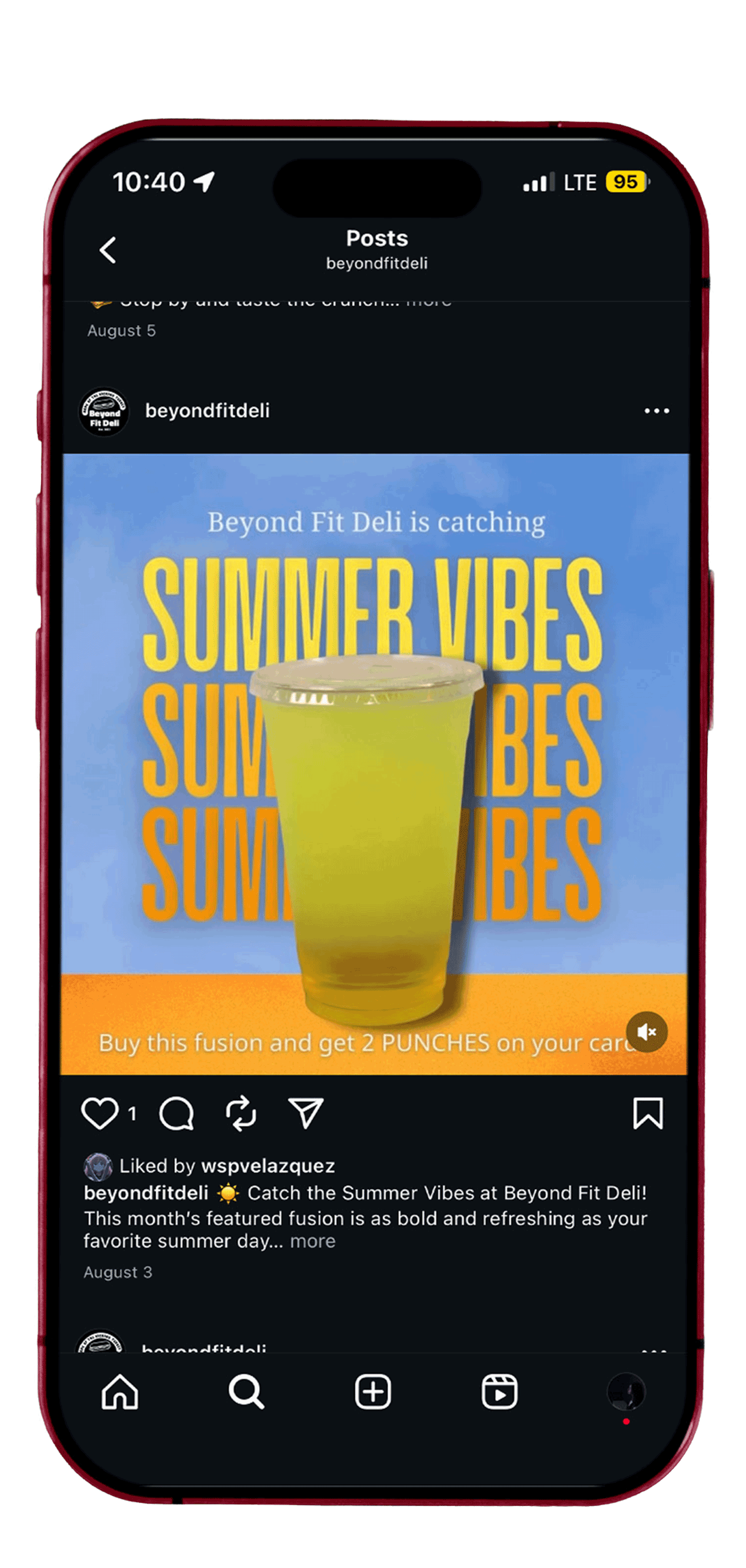 iPhone mockup with drink on Instagram